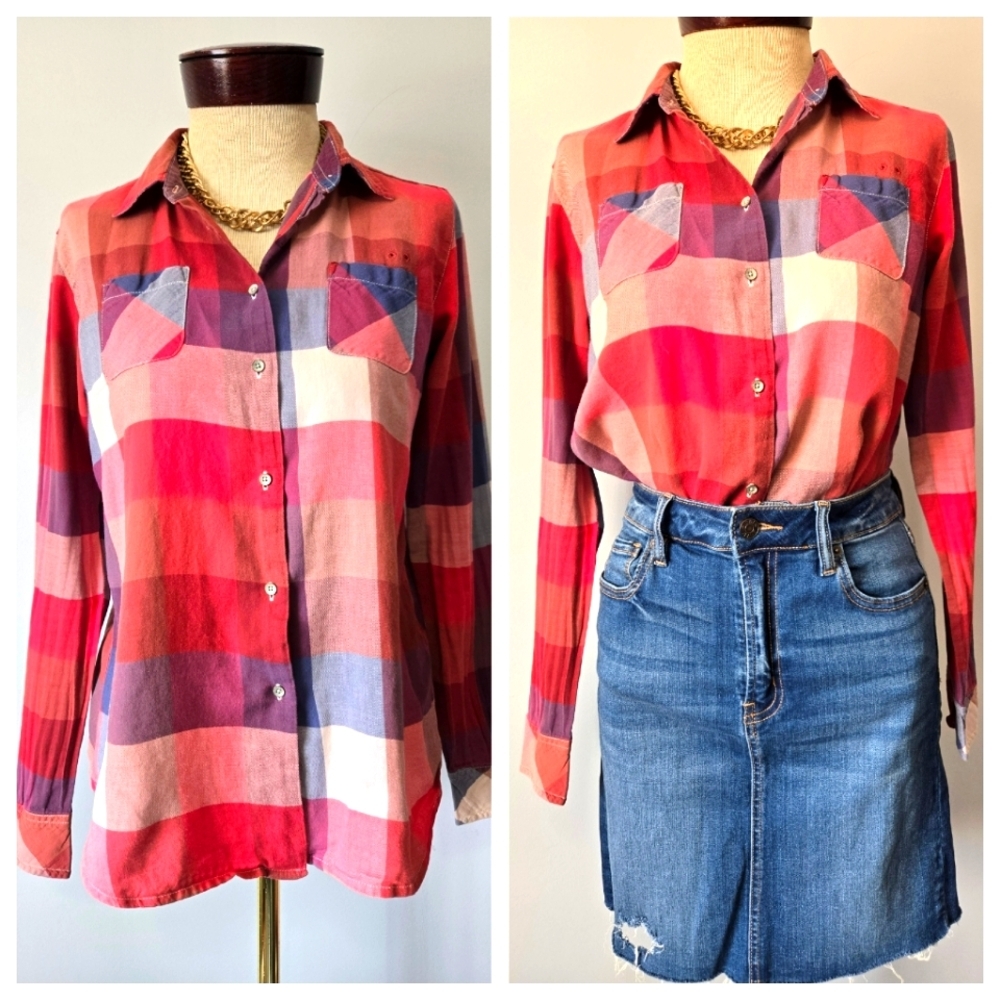 Scotch And Soda Maison Scotch Plaid Button-Up Cotton Lightweight Shirt. Small - Picture 1 of 15